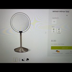 Simple Human sensor mirror fold. 10X magnification. Rose gold with hard case